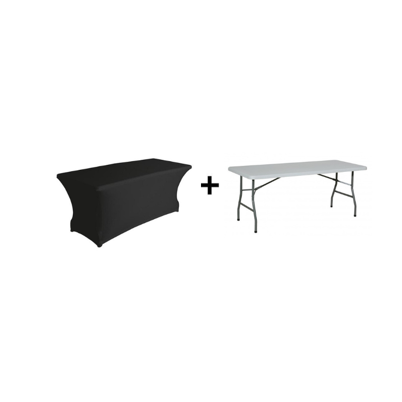 PACK HOUSSE NOIR ET TABLE RECTANGULAIRE