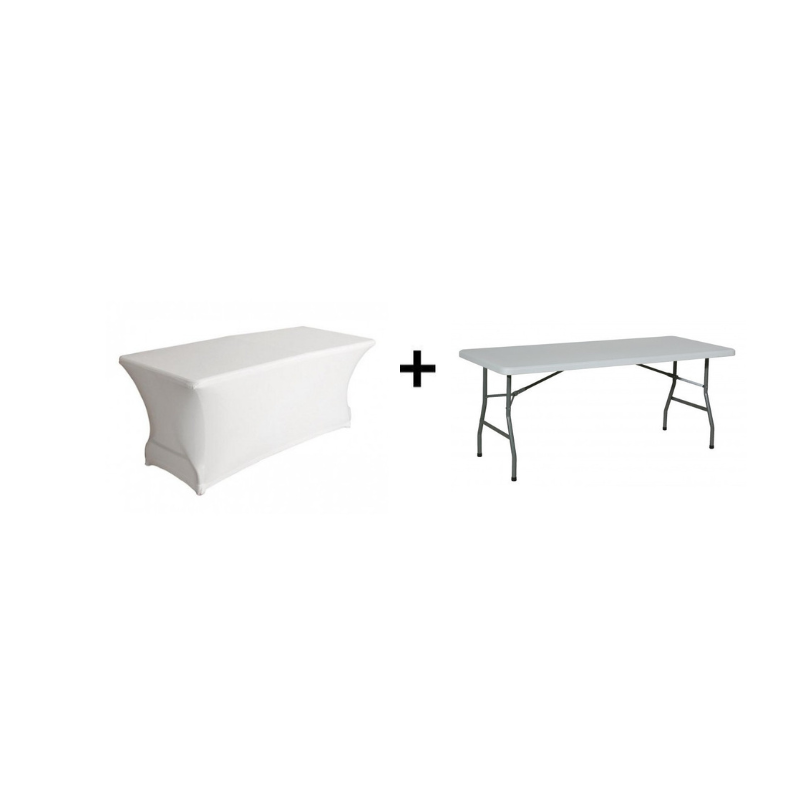 PACK HOUSSE BLANC ET TABLE RECTANGULAIRE